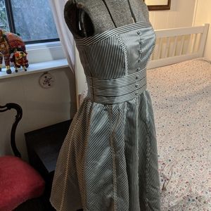 Vintage Strapless Striped Silk Evening Dress